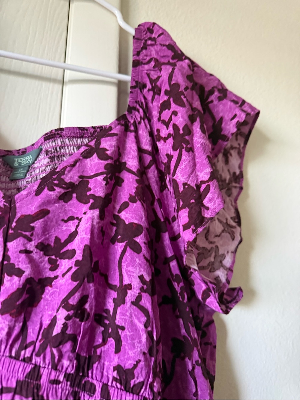 Terra & Sky Violet Floral Midi dress 1X - Picture 2 of 6